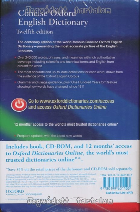 Concise Oxford English Dictionary With CD ROM 12th Edition 