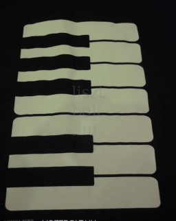 Fekete, zongorabillentyűs, hosszúfülű pamut táska