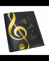 Mappa - gumis, arany violinkulcs mintás 'All I need is Music'