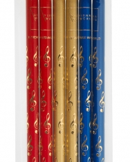 Ceruza szett - arany, kék, piros, violinkulcs mintás - 6 db.