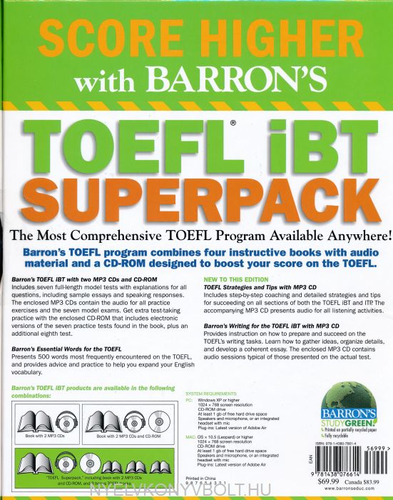 Barron S Toefl Ibt Superpack 3rd Edition Nyelvk 246 Nyv