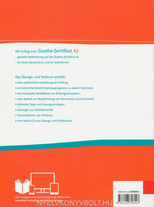Mit Erfolg zum Goethe-Zertifikat A2 Übungs- und Testbuch + Audio-CD |  Nyelvkönyv forgalmazás - Nyelvkönyvbolt | Nyelvkönyv forgalmazás -  Nyelvkönyvbolt