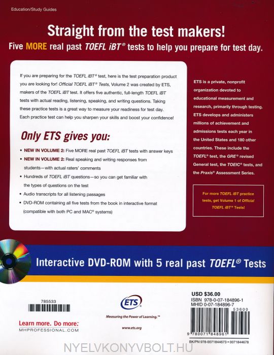 exam toefl budapest TOEFL 2 Tests IBT  ROM DVD Volume Official  with