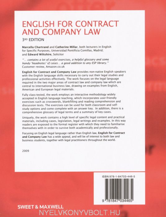 English For Contract And Company Law 3rd Edition